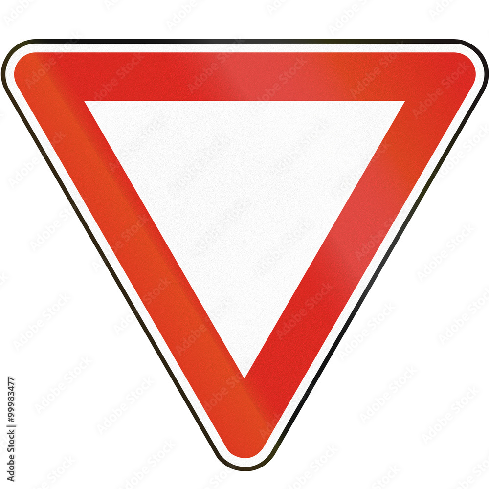 Road sign used in Slovakia - Yield Road sign used in Slovakia - Yield