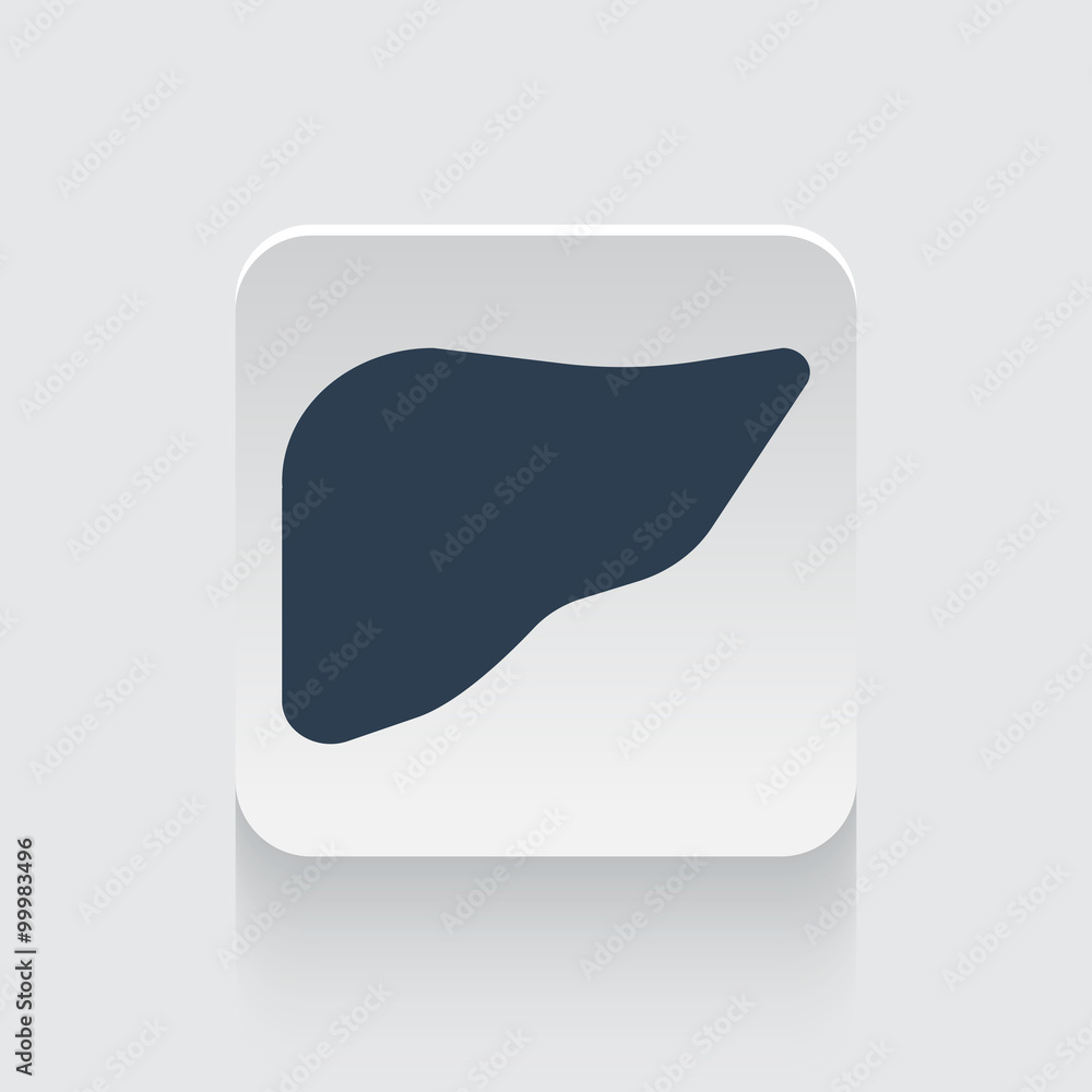 Flat black Liver icon on rounded square web button Flat black Liver icon on rounded square web button