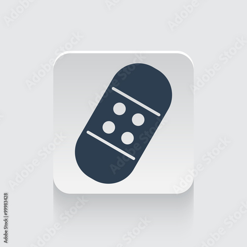 Flat black Adhesive Bandage icon on rounded square web button