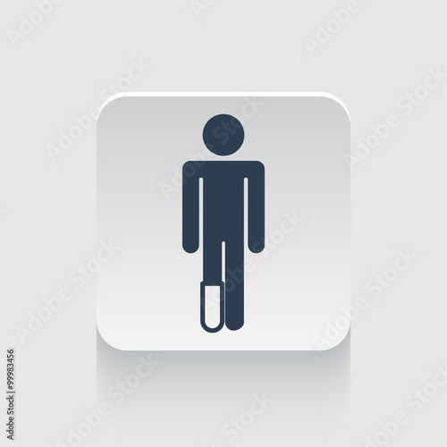 Flat black Foot icon on rounded square web button