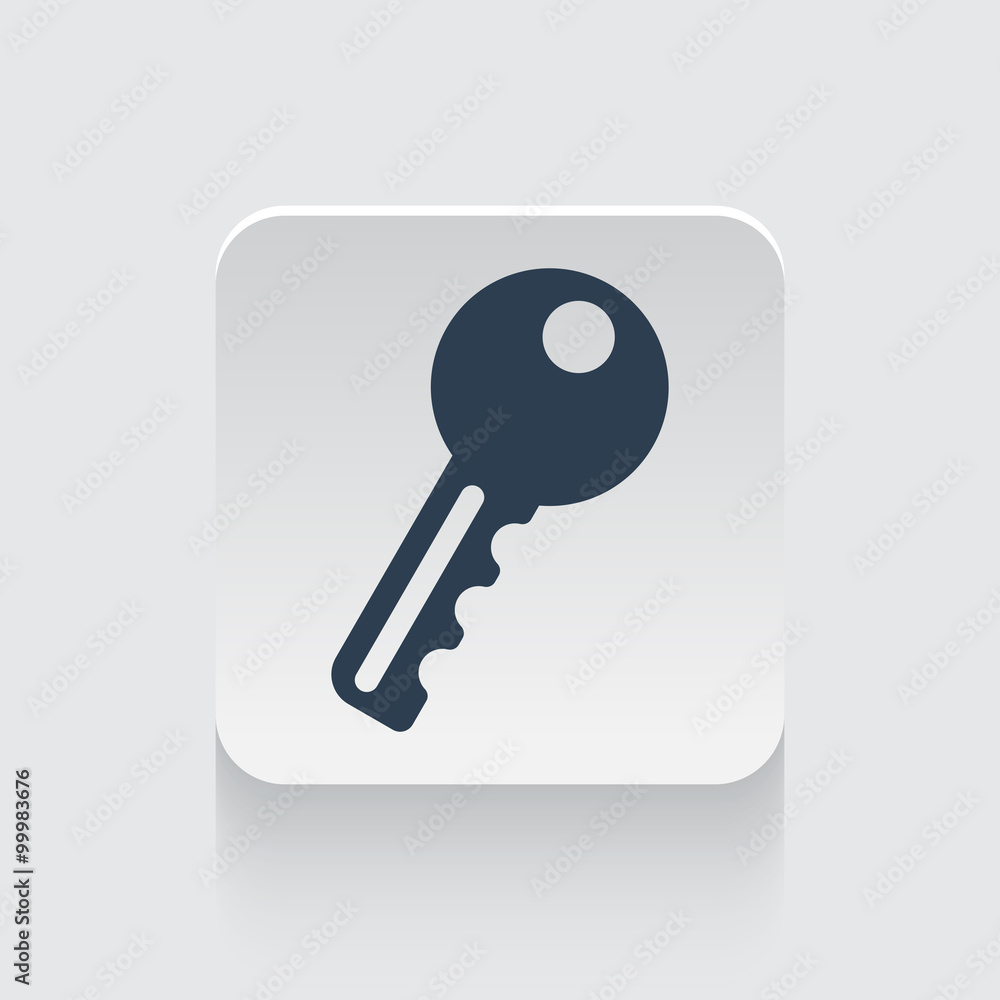 Flat black Key icon on rounded square web button Flat black Key icon on rounded square web button