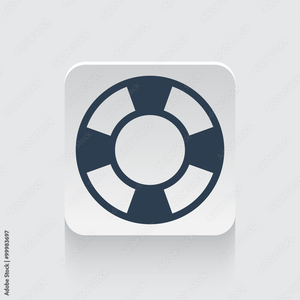 Flat black Life Buoy icon on rounded square web button Flat black Life Buoy icon on rounded square web button