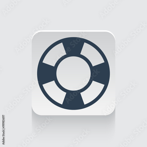 Flat black Life Buoy icon on rounded square web button