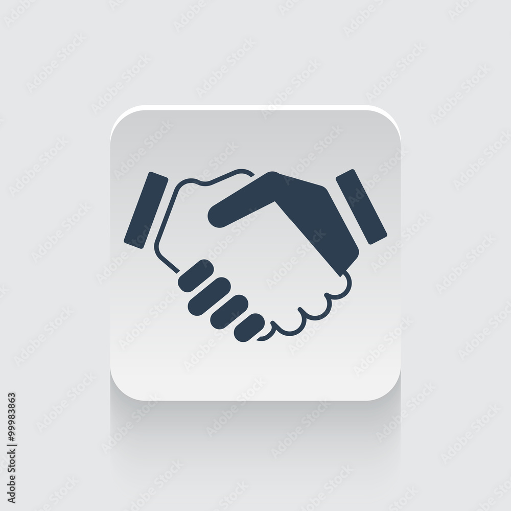 Flat black Handshake Agreement icon on rounded square web button Flat black Handshake Agreement icon on rounded square web button