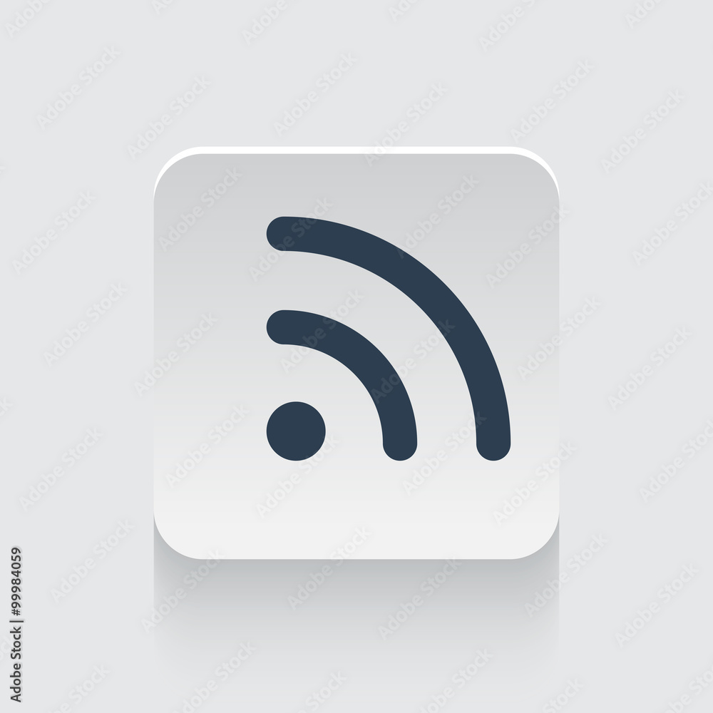 Flat black Rss icon on rounded square web button Flat black Rss icon on rounded square web button