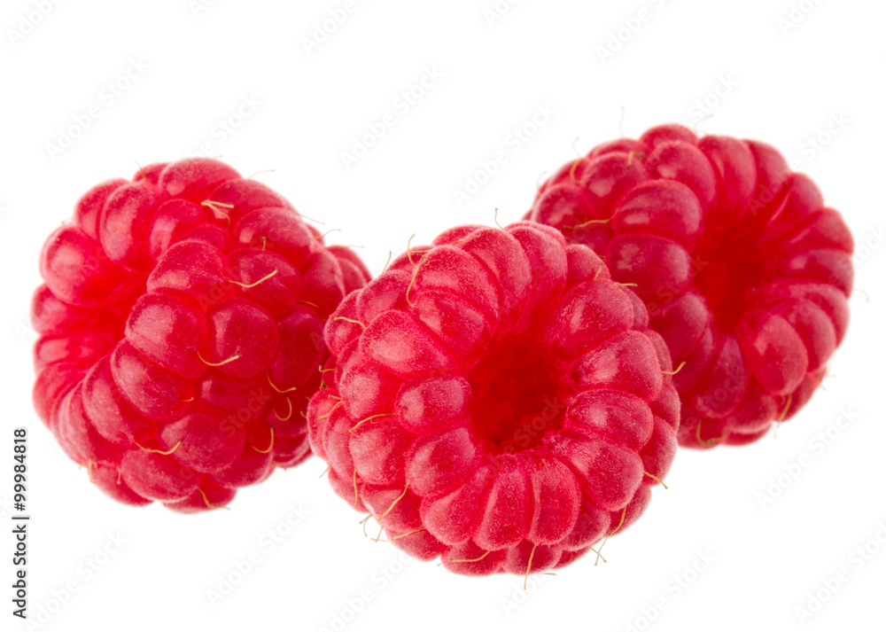 ripe raspberries isolated on white background close up ripe raspberries isolated on white background close up