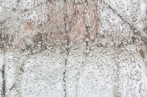 Freezing rain outside the window on a foul day
