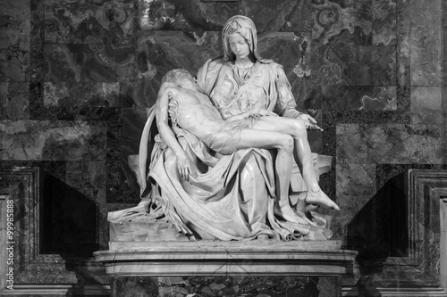Pieta - Michalangelo - st. Peters cathedral. Black & white photo