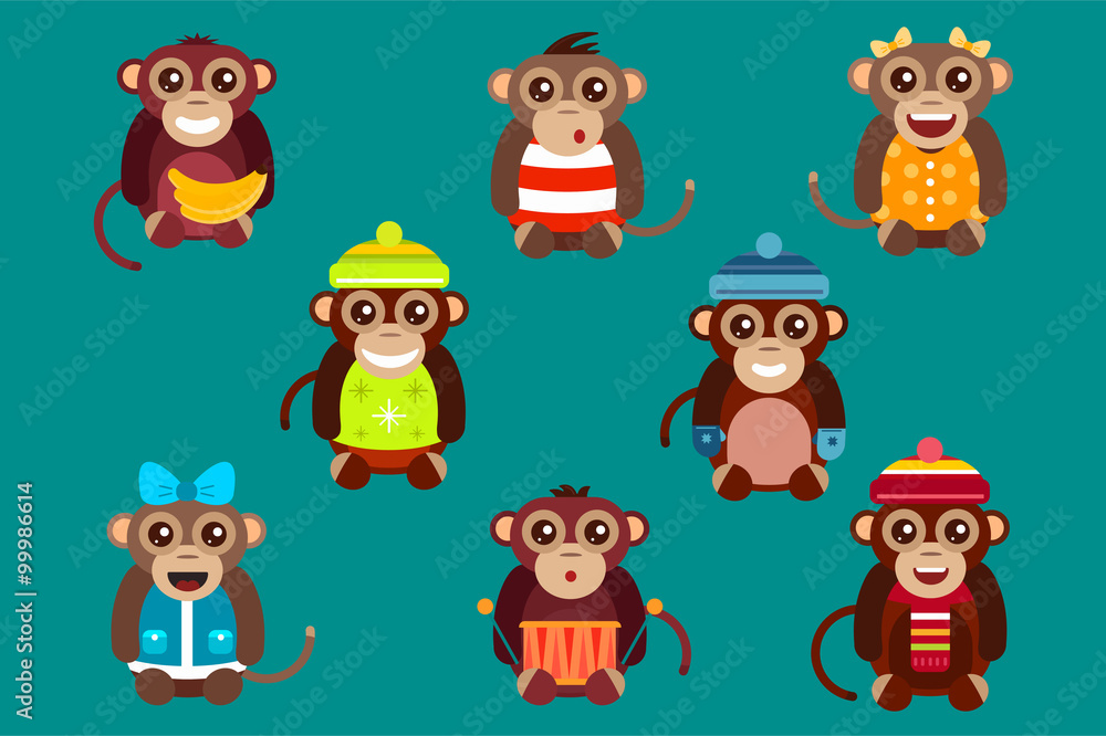 Happy cartoon monkey dancing party birthday background Happy cartoon monkey dancing party birthday background