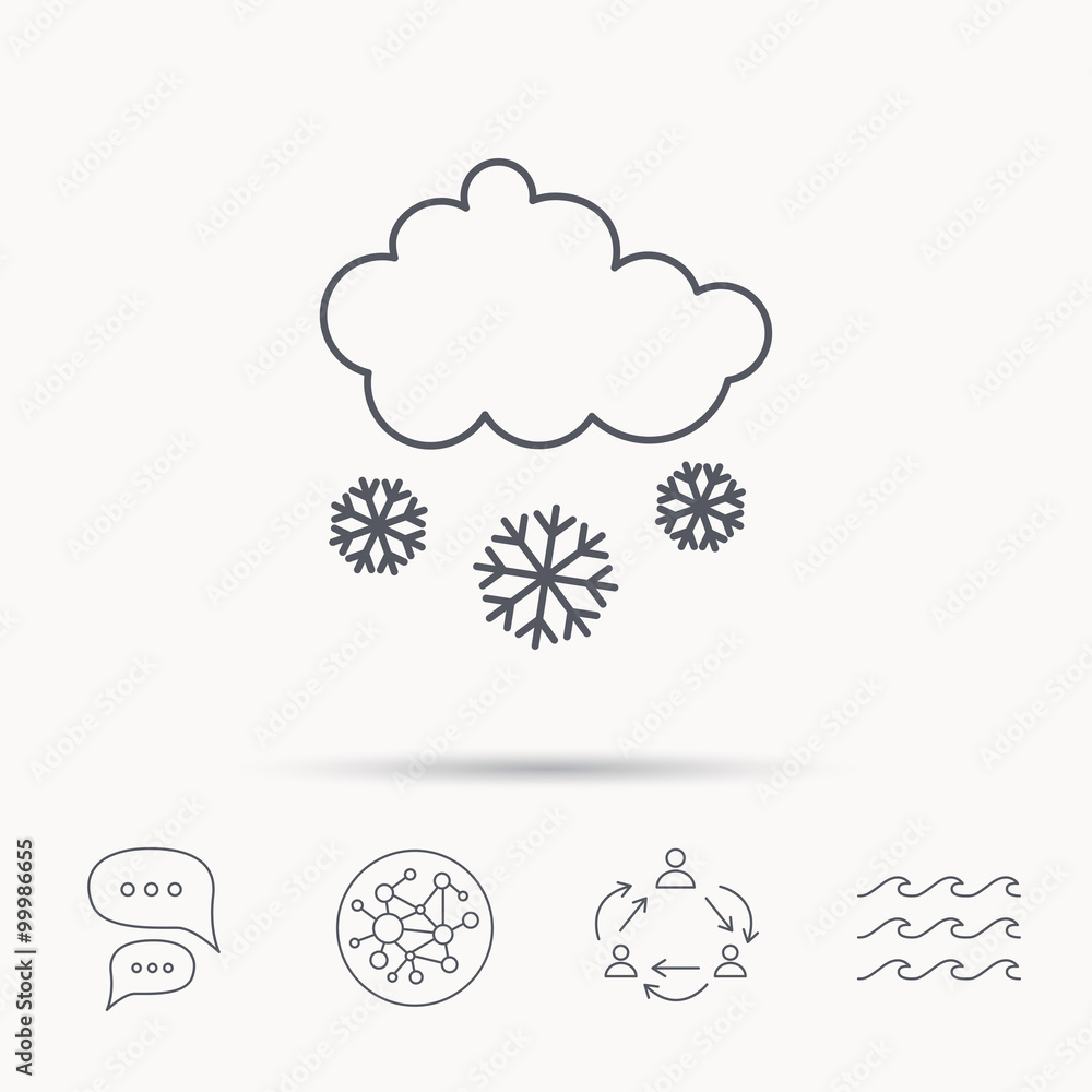 Snow icon. Snowflakes with cloud sign. Snow icon. Snowflakes with cloud sign.