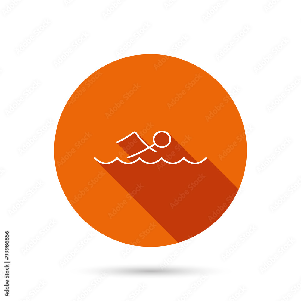Swimming icon. Swimmer in waves sign. Swimming icon. Swimmer in waves sign.