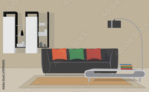 Living room and dining room