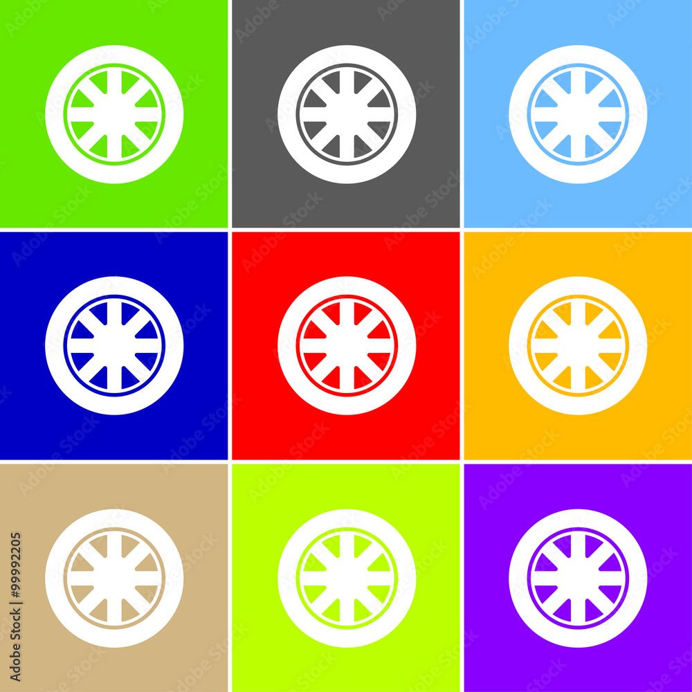 Auto rim sign icon, vector illustration. Flat design style for w Auto rim sign icon, vector illustration. Flat design style for w