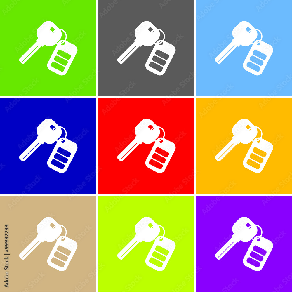 Auto keys with remote sign icon, vector illustration. Flat desig Auto keys with remote sign icon, vector illustration. Flat desig