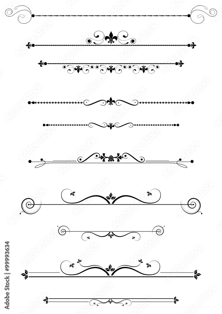  Decorative dividers set, design template, vector illustration