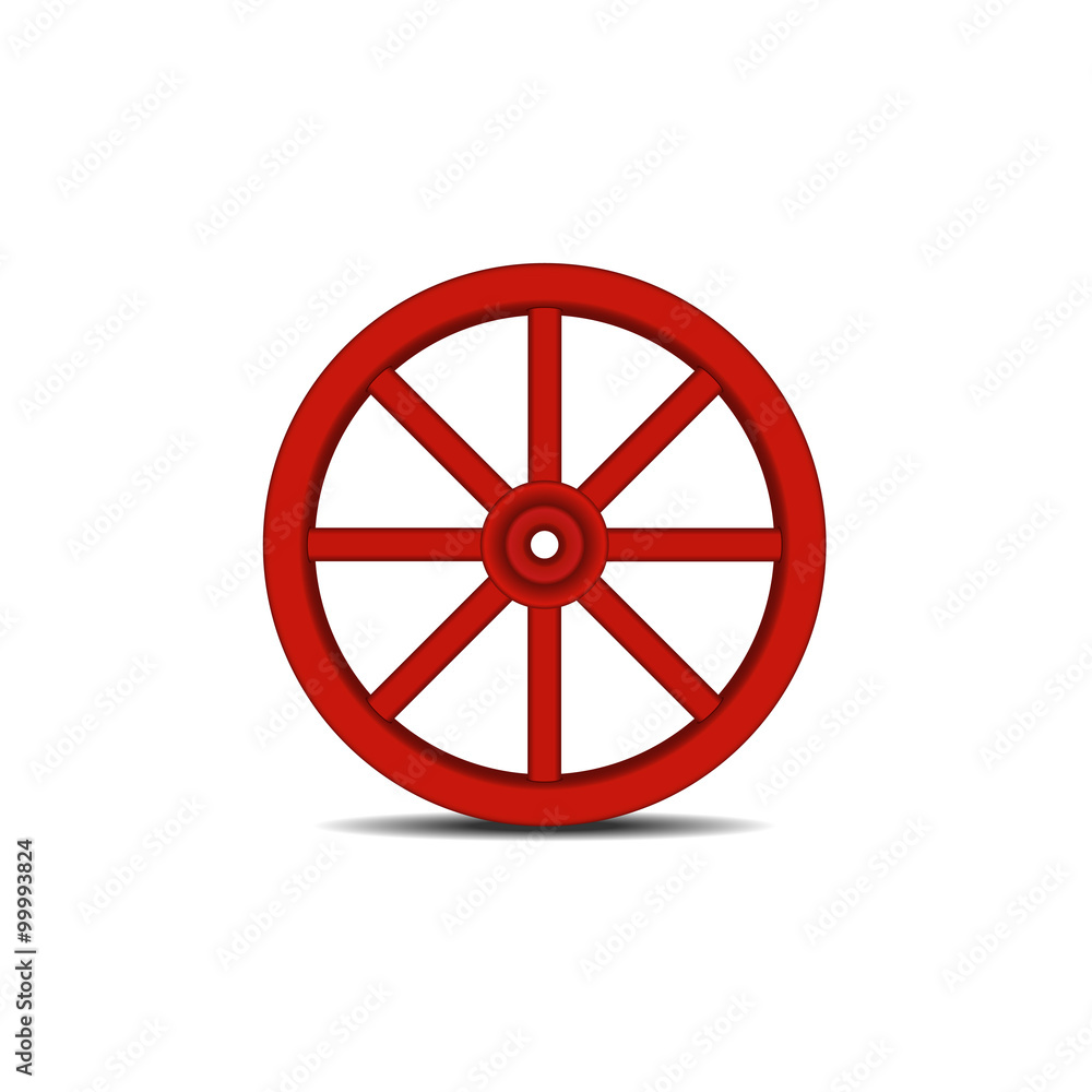 Fototapeta premium Vintage wooden wheel with shadow