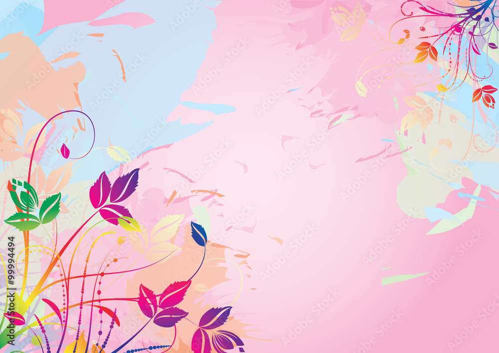 Watercolor floral background, vector illustration