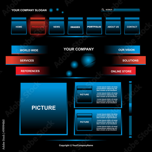 web page user interface template design, vector illustration