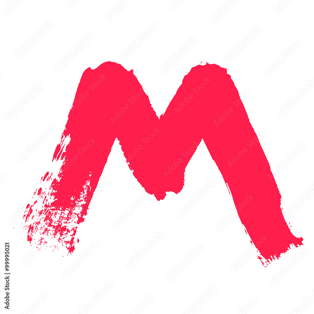 M letter painted with a dry brush. - obrazy, fototapety, plakaty 