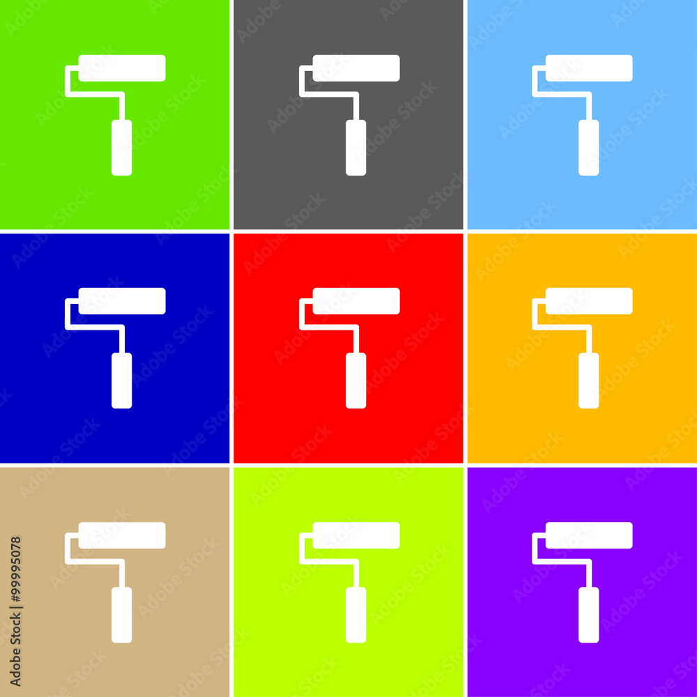 Paint roller sign icon, vector illustration. Flat design style f Paint roller sign icon, vector illustration. Flat design style f