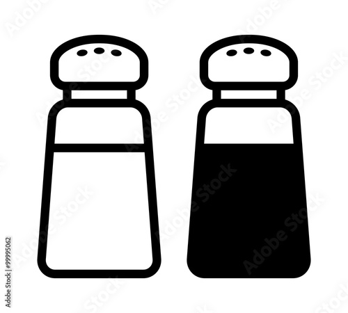 Salt and pepper condiment shakers line icon for food apps and websites
