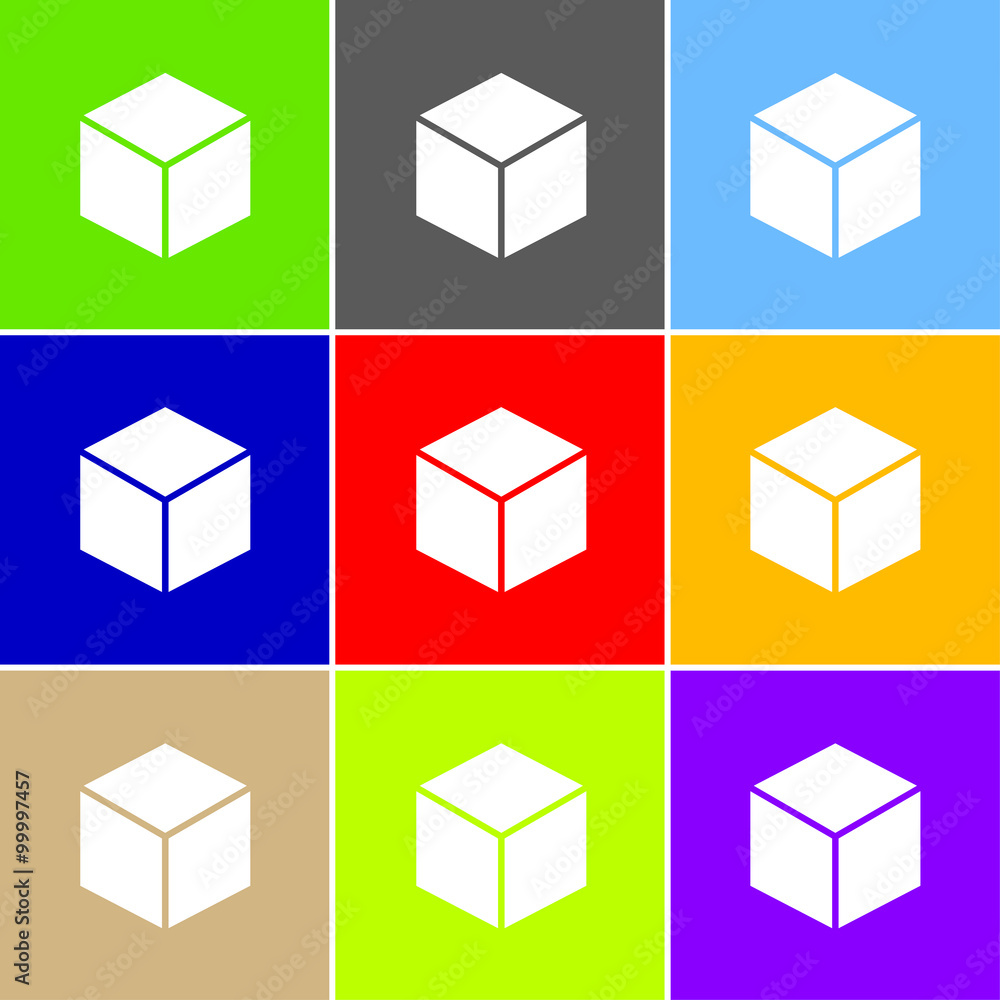Cube sign icon, vector illustration. Flat design style for web a