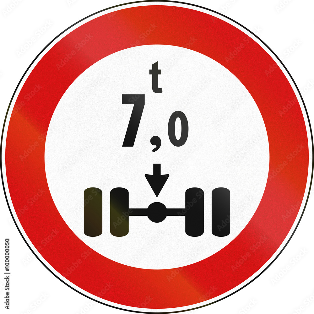 Road sign used in Italy - Vehicles over 7 tons per axle not allowed