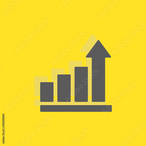 Statistic, chart, growth sign icon, vector illustration. Flat de