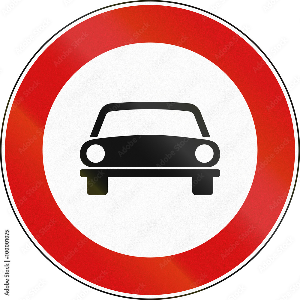 Road sign used in Italy - no motor vehicles allowed