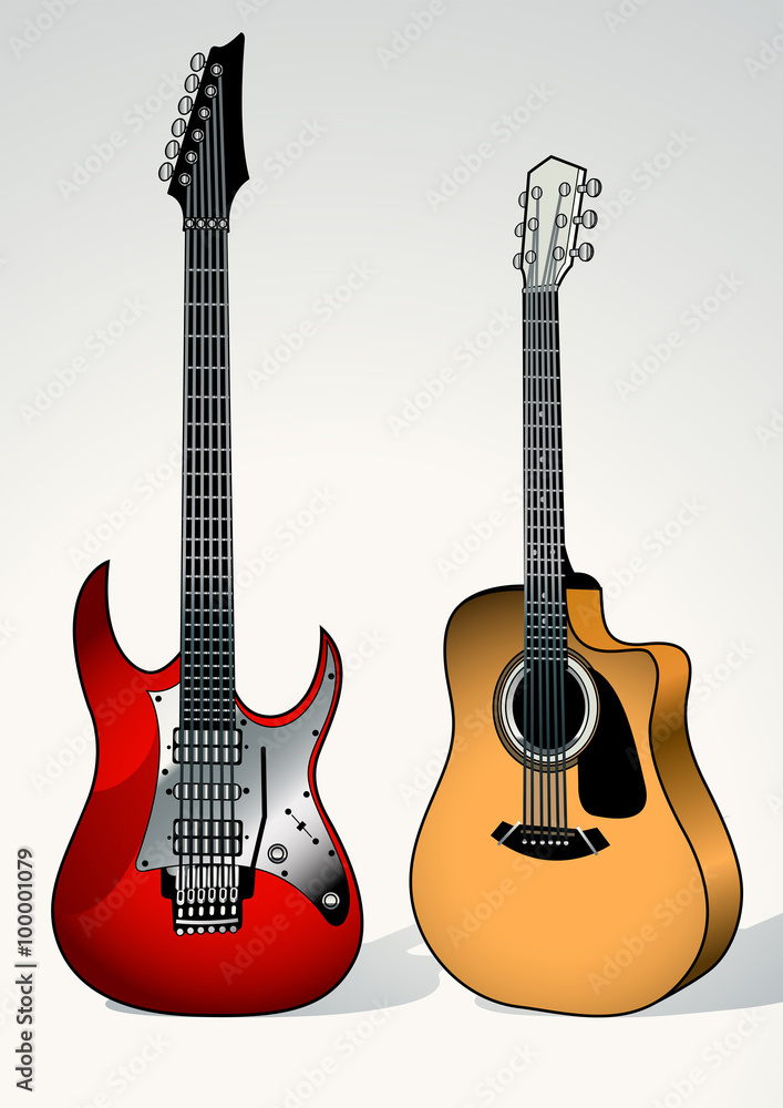 Obraz premium String and electric guitar next to each other