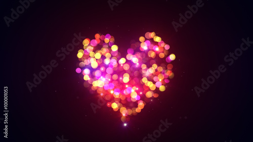 colorful bokeh lights heart...