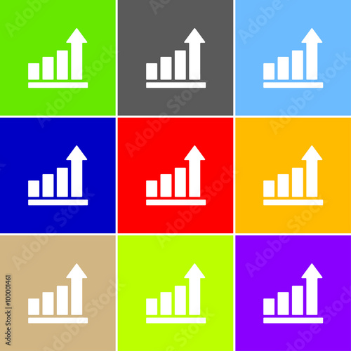 Statistic, chart, growth sign icon, vector illustration. Flat de