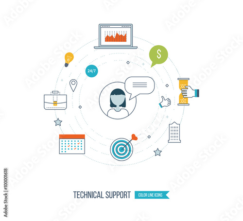 Technical support flat illustration. Strategy for successful business. 
