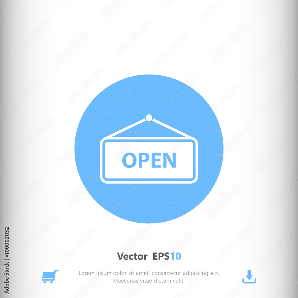 Open sign icon, vector illustration. Flat design style for web a Open sign icon, vector illustration. Flat design style for web a