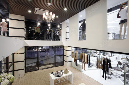 Fashionable window of modern store in clubhouse