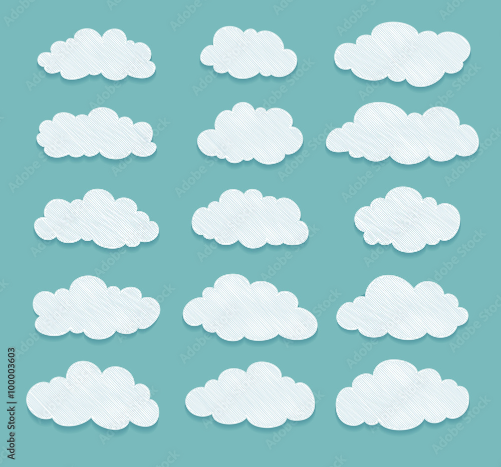 set of clouds drawing. vector