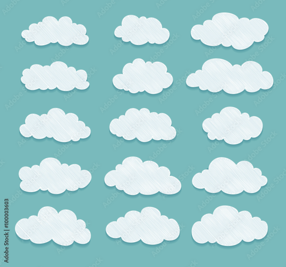 set of clouds drawing. vector set of clouds drawing. vector