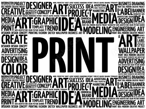 PRINT word cloud, creative business concept background