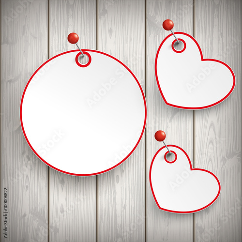 Red Paper Paper Circle 2 Hearts Thumbtacks