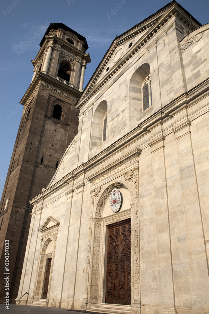 Main Facade of Duomo Cathedral Church in Turin; Italy