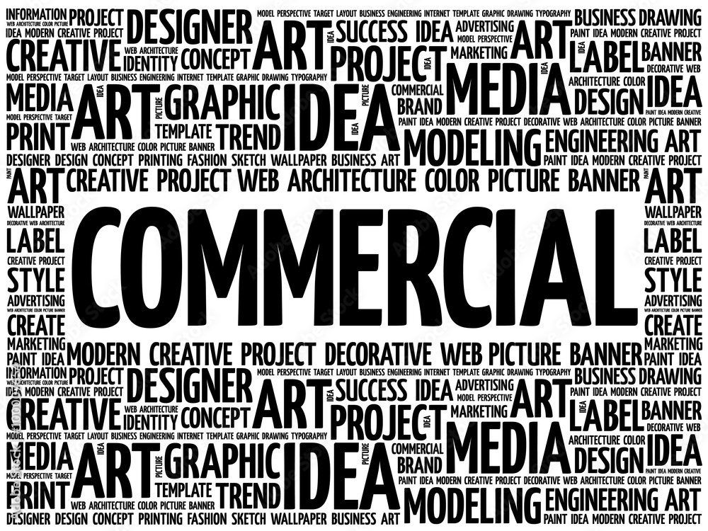 COMMERCIAL word cloud, creative business concept background