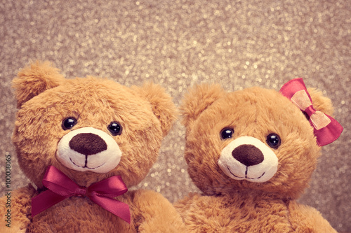 Valentines Day. Love. Couple Teddy Bears, vintage © evgenij918