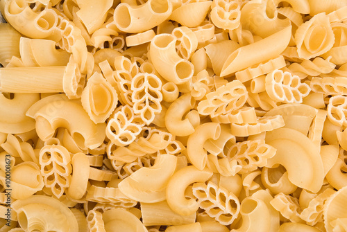 many raw pasta closeup