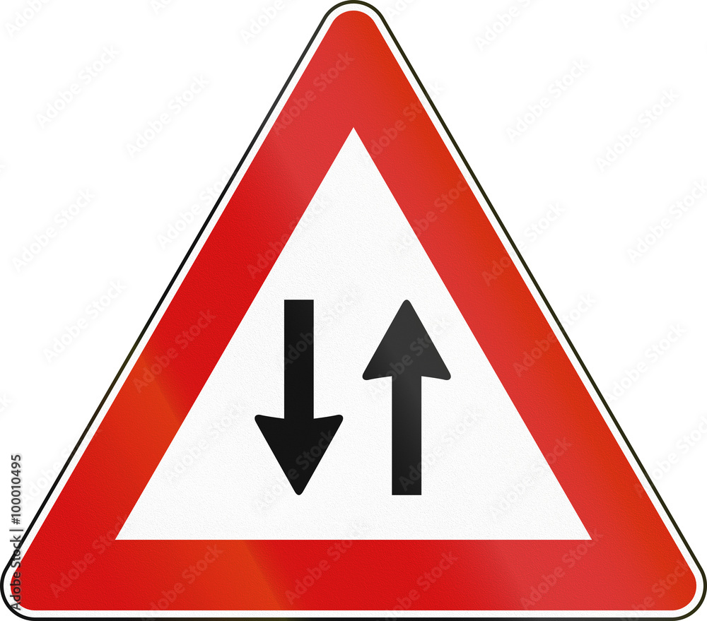 Road sign used in Italy - two-way traffic Road sign used in Italy - two-way traffic
