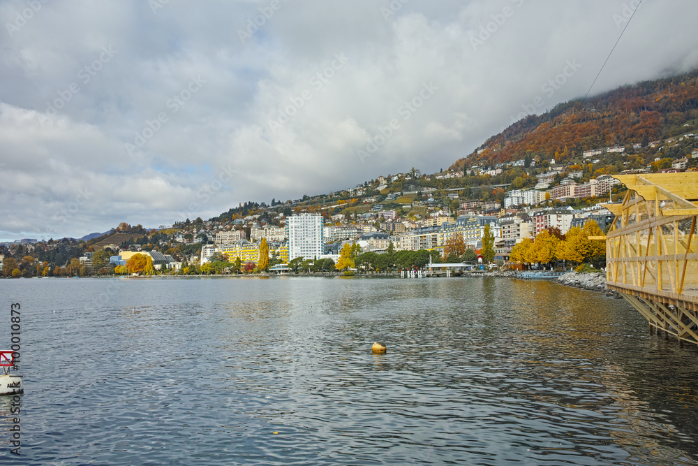 Amazing Panorama of Montereux and lake Geneva, canton of Vaud, Switzerland
