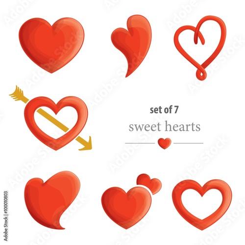 set of seven hearts