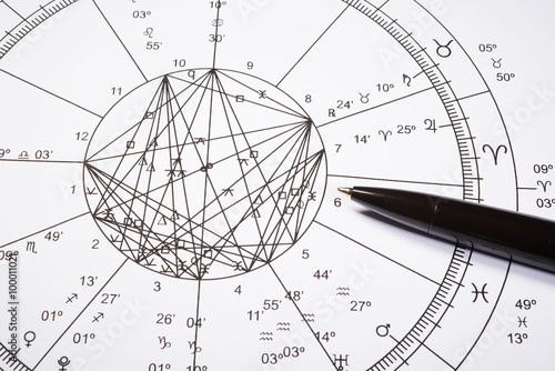 Fotografi Zodiac wheel with pencil
