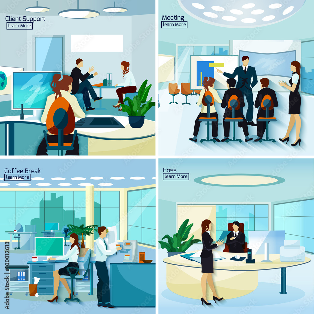 Office People 2x2 Design Concept   - obrazy, fototapety, plakaty 