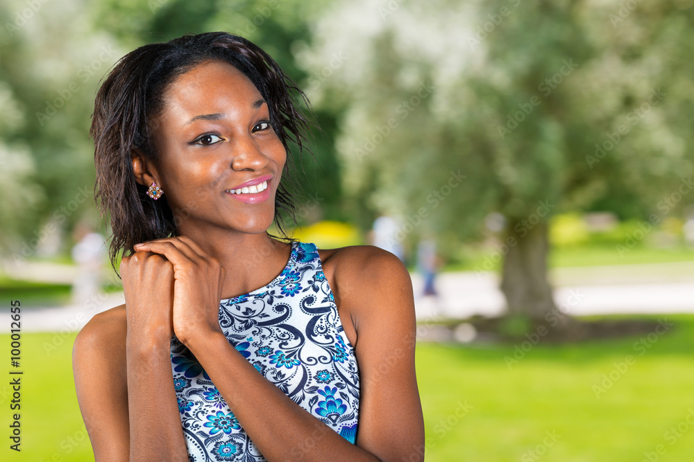 Portrait of beautiful African American woman smilin Portrait of beautiful African American woman smilin