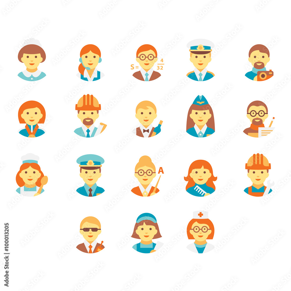 Faces People of Different Professions. Vector Illustration Set Faces People of Different Professions. Vector Illustration Set